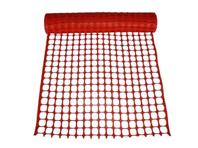 Orange square barrier mesh with 1/2 inch top and bottom band.
