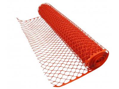 Orange barrier fence mesh with diamond opening.