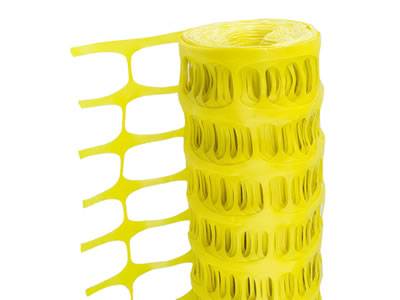 Yellow plastic barrier fence with oval opening